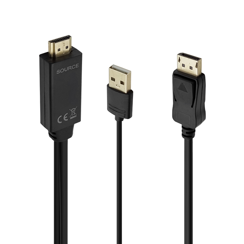 HDMI 1.4ver to DisplayPort 1.2ver 일체형 USB전원 케이블 블랙 1m