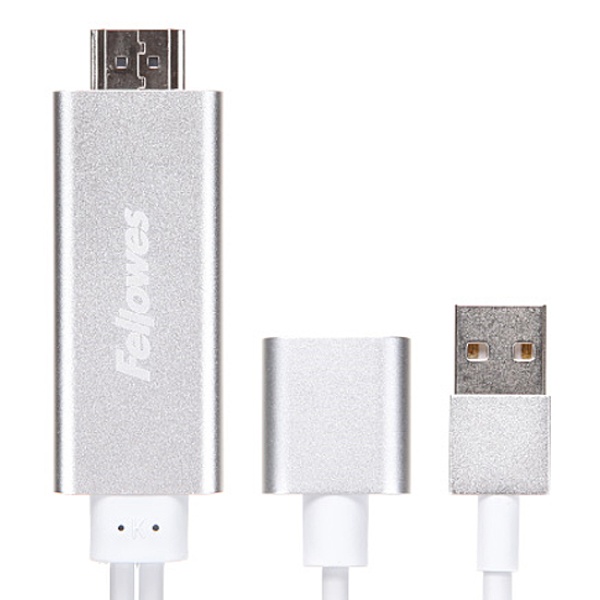 USB-A 2.0 to HDMI 1.3 미러링 실버 케이블 2m