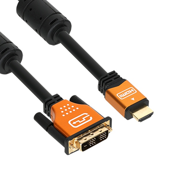 단방향 노이즈필터 HDMI 2.0 to DVI-D 메탈 케이블 3m