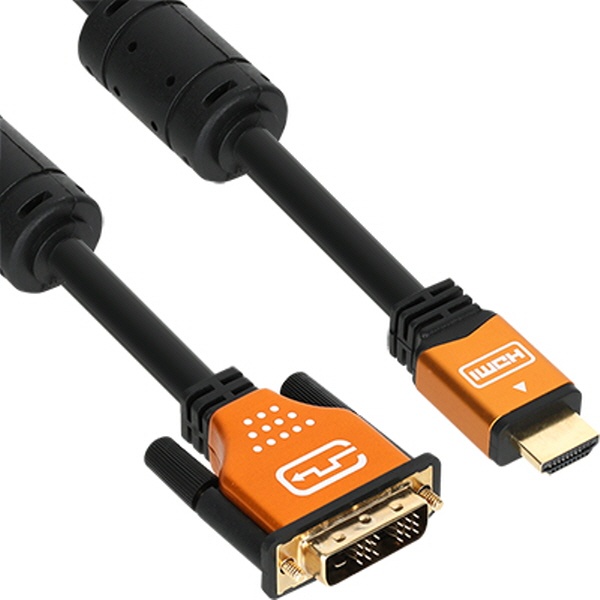 단방향 HDMI 2.0 to DVI-D 모니터 메탈 케이블 2m