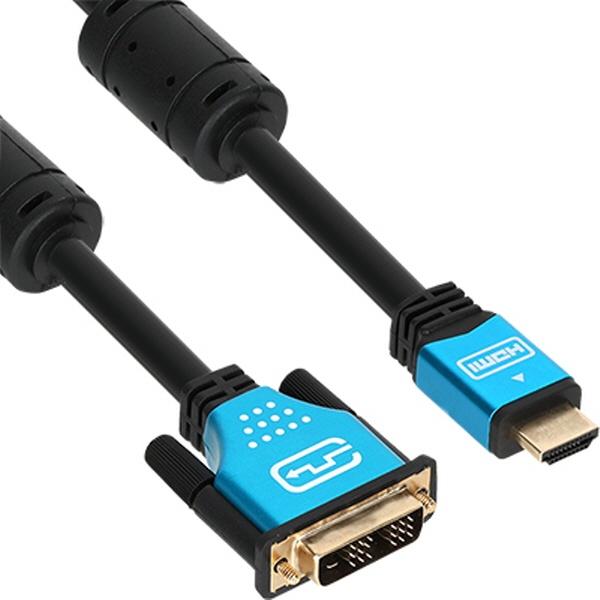 모니터/프로젝터/TV HDMI 2.0 to DVI-D 싱글 구형모니터 변환 메탈 케이블 3m
