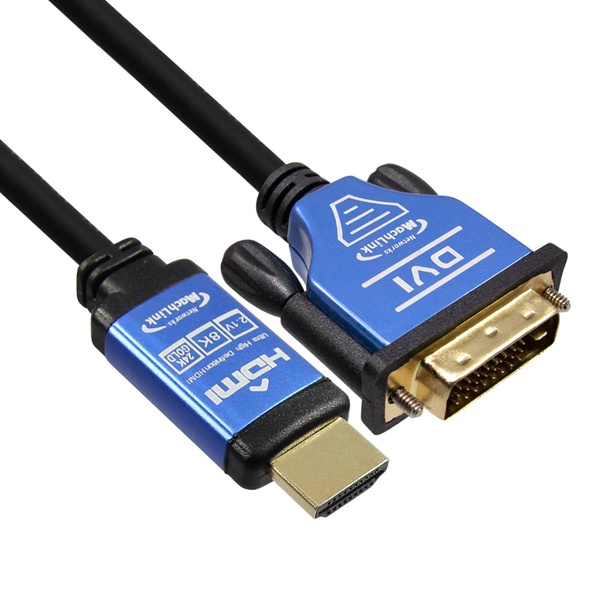 고성능 HDMI2.1 변환 DVI-D 듀얼 모니터연결 장거리 케이블 10m