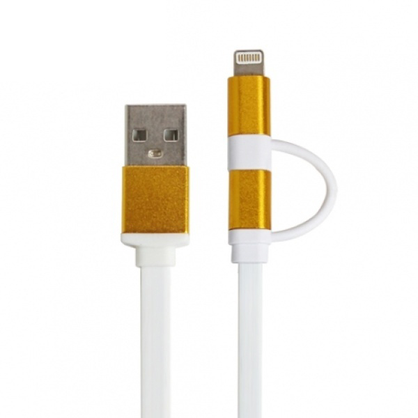 USB-A 2.0 to 2in1 멀티 충전케이블 골드메탈/1m