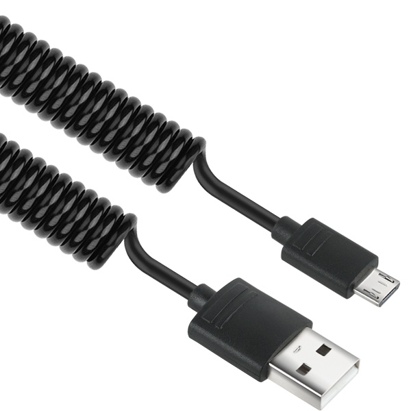 USB-A 2.0 to Micro 5핀 충전케이블 스프링형 블랙/2m