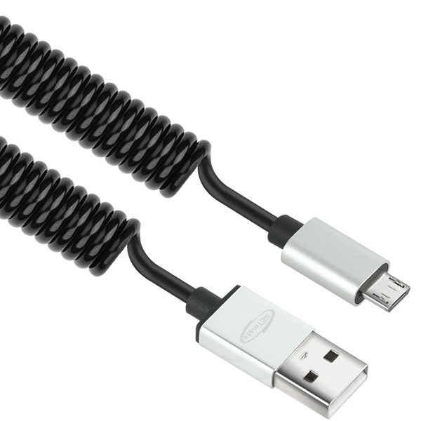 스프링형 USB 2.0 to 마이크로5핀 스마트폰 케이블 블랙 2m [충전+데이터]