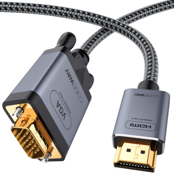 HDMI 2.0 to D-SUB 구형 모니터 변환 메탈 케이블 1.8m