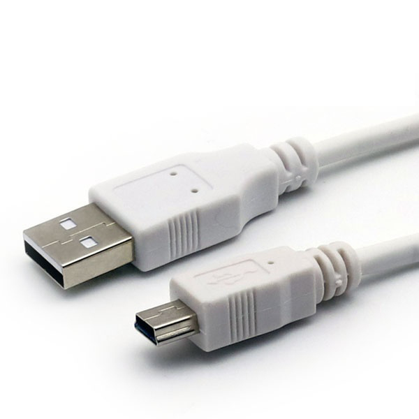 USB-A 2.0 to Mini 5핀 변환케이블 화이트 데이터 전송 및 충전 지원 1.5M