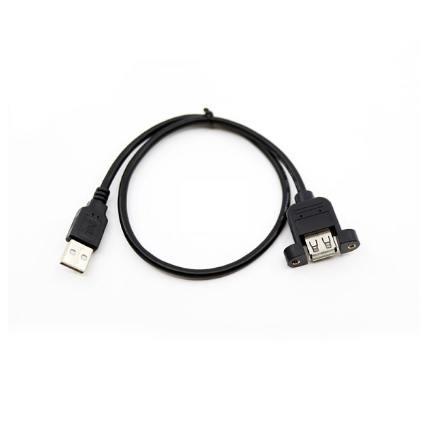 USB-A 2.0 M/F 연장케이블 판넬형 락킹 나사 고정 2M
