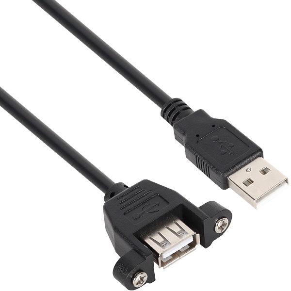 USB-A 2.0 M/F 연장케이블 락킹 커넥터 0.5미터 블랙