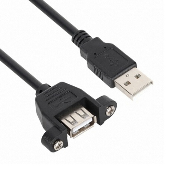 USB-A 2.0 AM-AF 연장케이블 락킹 커넥터 판넬형 설계 블랙 1M
