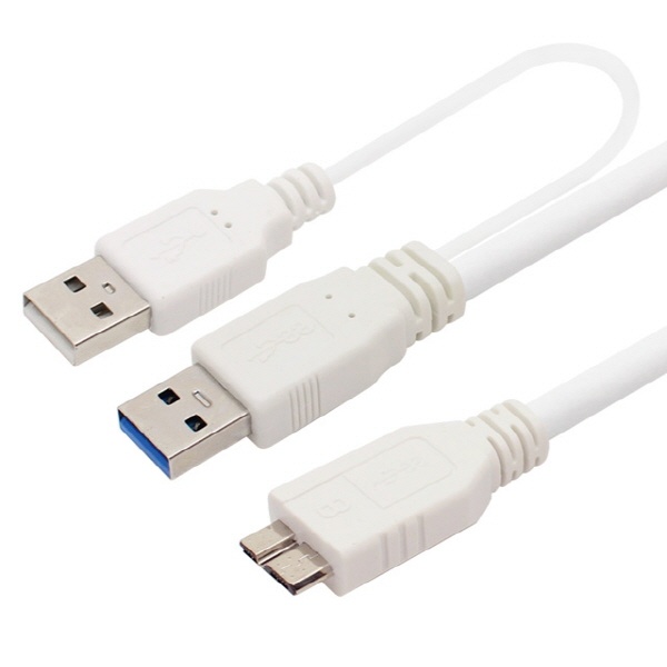 0.3m 길이 고속 데이터 전송 및 안정적인 연결 USB 3.0 A to Micro B 변환 케이블 (Y형 보조 전원 지원)