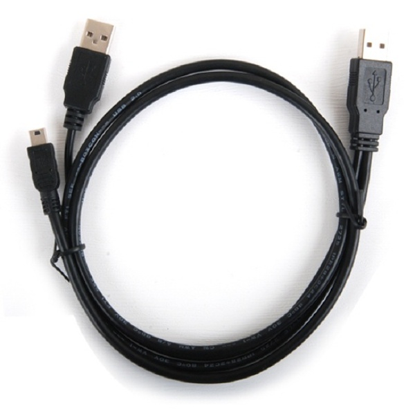 1m 길이 USB 2.0 A to Mini B 5핀 Y형 케이블 (데이터 전송 및 충전 지원)