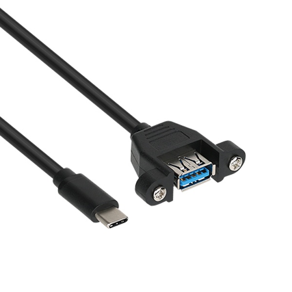 Type-C 3.0 Gen 1 to USB-A 3.0 변환케이블 판넬형 고정 0.1M