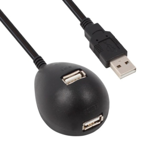 USB-A 2.0 AM-AF 연장케이블 스탠드형 2포트 스마트폰 데이터&충전 블랙 1.8M