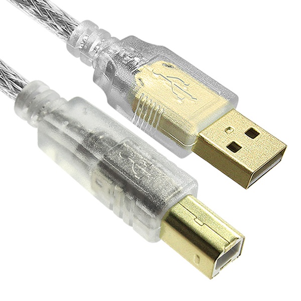 USB-A 2.0 to USB-B 2.0 변환케이블 노이즈 필터 고급형 실드 투명 1.8M