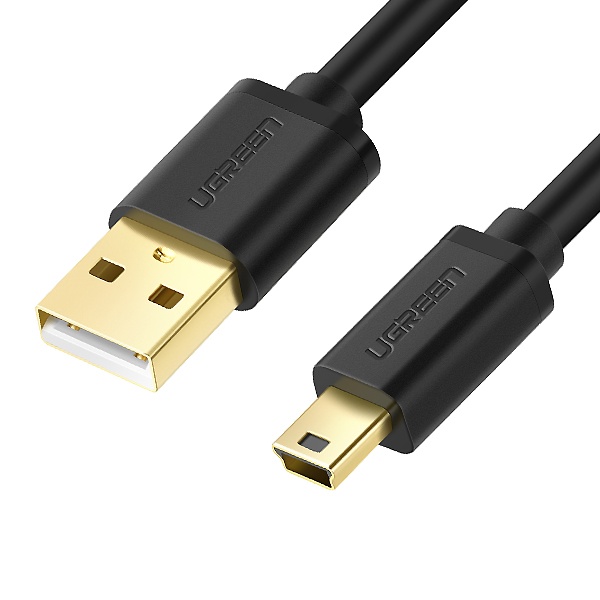 USB-A 2.0 to Mini 5핀 변환케이블 블랙 고속 데이터 전송 및 충전용 0.25m