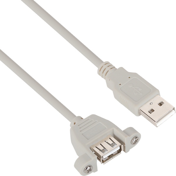 USB-A 2.0 M/F 연장케이블 락킹 커넥터 판넬형 그레이 2m