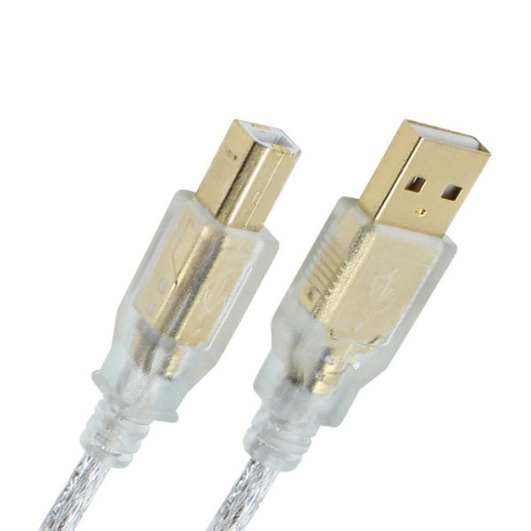 고급형 투명 USB-A 2.0 to B 2.0 변환 케이블 (3m 노이즈 필터 금도금 단자)