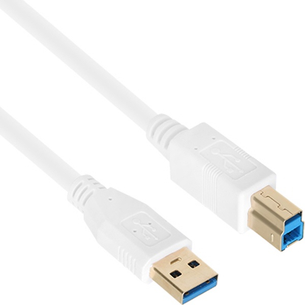 고속 데이터 전송 및 고속 충전 지원 USB 3.0 A to B 3m 변환 케이블 (화이트 3중 차폐)
