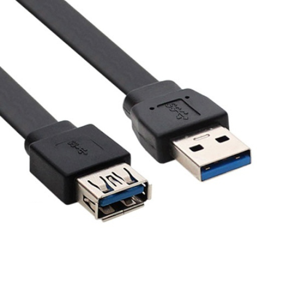 2m 길이의 블랙 플랫형 USB-A 3.0 A 수 to A 암 연장 케이블 (데이터 전송 및 고속 충전 지원 튼튼하고 내구성 있는 케이블)