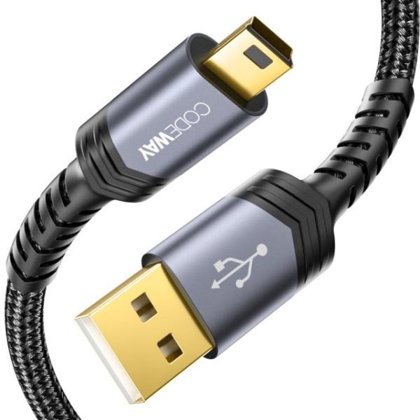 0.3m 길이의 USB-A 2.0 to Mini 5핀 변환 케이블 (카메라 네비게이션 연결 고속 충전 지원 패브릭 케이블)