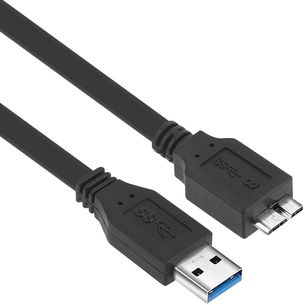 3m 길이의 블랙 플랫형 케이블 USB 3.0 A 수 to Micro-B 암 변환 케이블 (외장 하드 스마트폰 연결)
