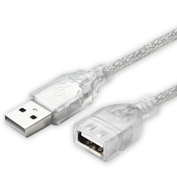 5m 길이의 투명 PVC USB 2.0 A 수 to A 암 연장 케이블 (데이터 전송 및 충전 지원)