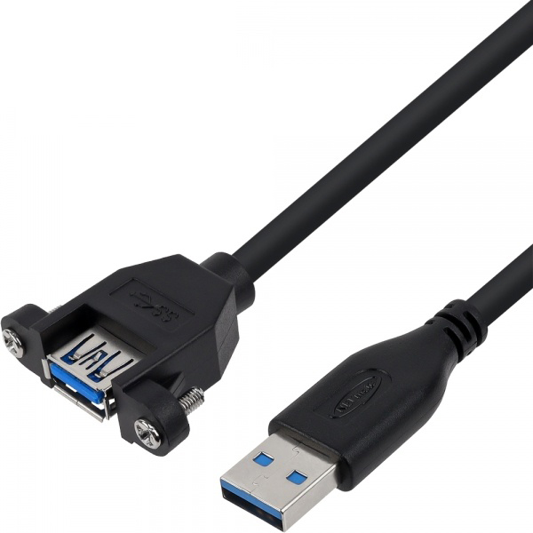 AM-AF USB-A 3.2 Gen2 to USB-A 3.2 Gen2 M/F 연장케이블 한쪽 락킹커넥터 블랙 0.5m SuperSpeed 5Gbps 데이터전송 금도금핀 연장형 판넬형 책상고정용