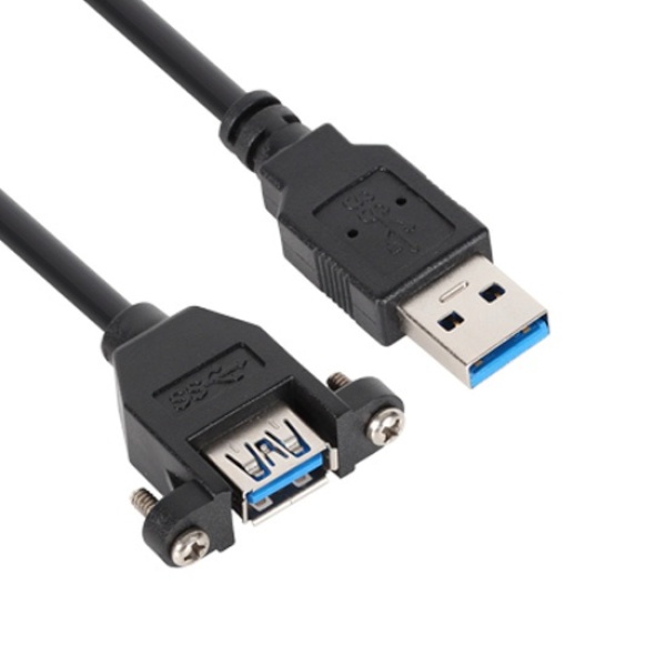 AM-AF USB-A 3.2 Gen2 to USB-A 3.2 Gen2 M/F 연장케이블 한쪽 락킹커넥터 블랙 2m USB3.0 USB 연장(AM-AF) 판넬 고정형(AF 쪽 나사형식) 케이블 길이 2M
