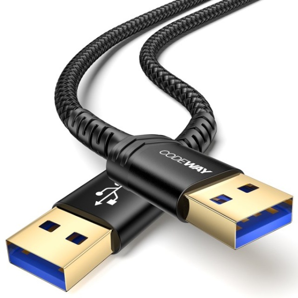 USB-A 3.0 to USB-A 3.0 케이블 0.5m 블랙 A타입 케이블 최대 3.0A 전류 공급 지원 5Gbps 고속 데이터 전송 금도금 커넥터 나일론 케이블 A to A (AM-AM)