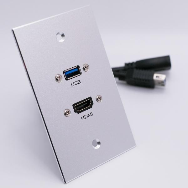 HDMI USB 벽부착형 케이블 타입 플레이트 (알루미늄)