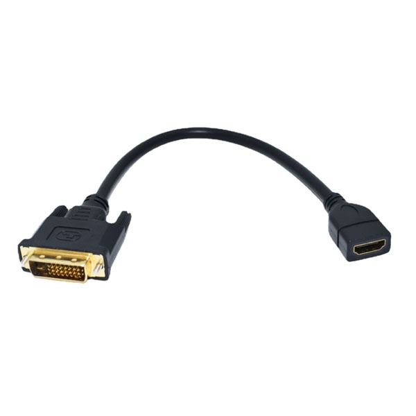 DVI-D듀얼(M) ▶ HDMI(F) 케이블형 0.3m 모니터 변환 젠더