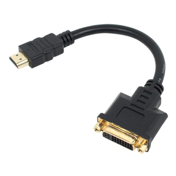 DVI-I듀얼(F) ▶ HDMI(M) 케이블형 모니터 변환 컨버터 0.15m