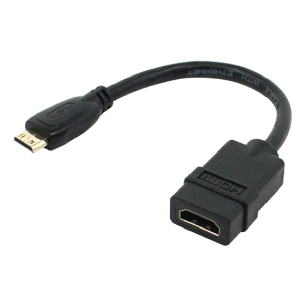HDMI(F) ▶ Mini HDMI(M) 모니터 변환 케이블형 컨버터 0.15m
