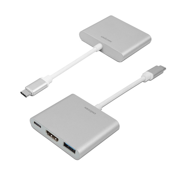 USB C type to HDMI+USB3.0+충전C타입 분배 컨버터 실버