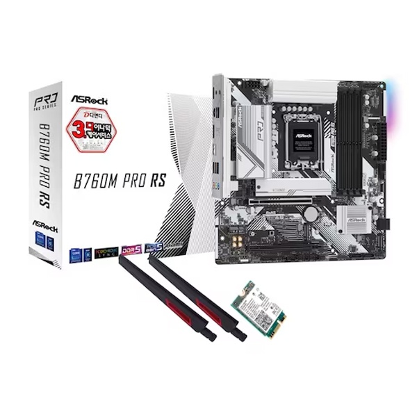 [메인보드] ASRock B760M Pro RS D5 + WiFi7 모듈 패키지 디앤디컴 (인텔B760/M-ATX)