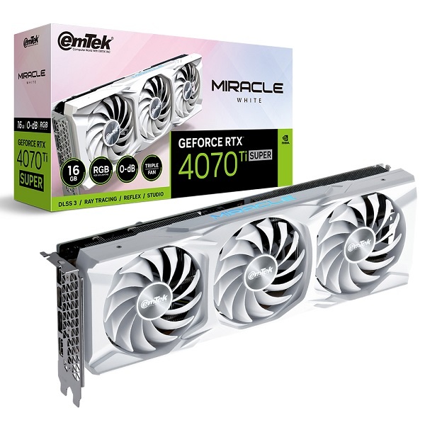 [그래픽카드] emTek 지포스 RTX 4070 Ti SUPER MIRACLE WHITE D6X 16GB